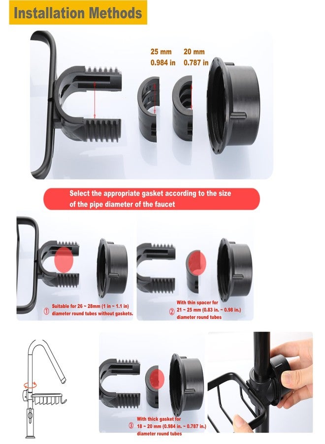 GCFTIFF Sink Organizer Rack for Kitchen and Bathroom, 2025 New Stainless Steel Detachable Hanging Faucet Drain Rack with Drip Tray Faucet Sponge Holder for Bathroom (Black, Right) - Image 4